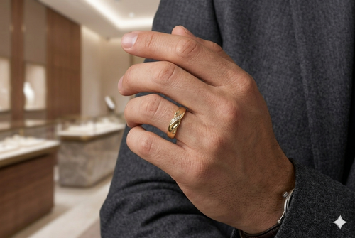 Anillo de Boda para Hombre con CZ en Oro 10K