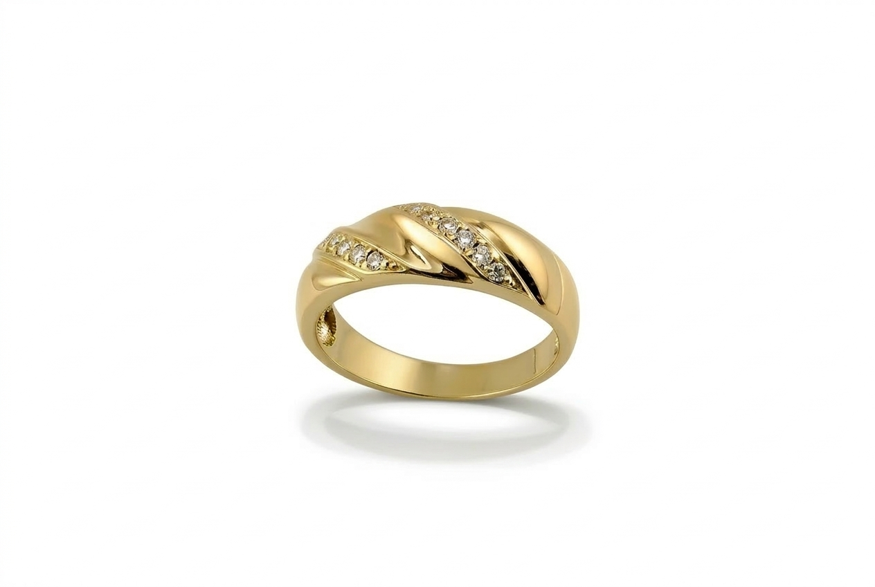 Anillo de Boda para Hombre con CZ en Oro 10K