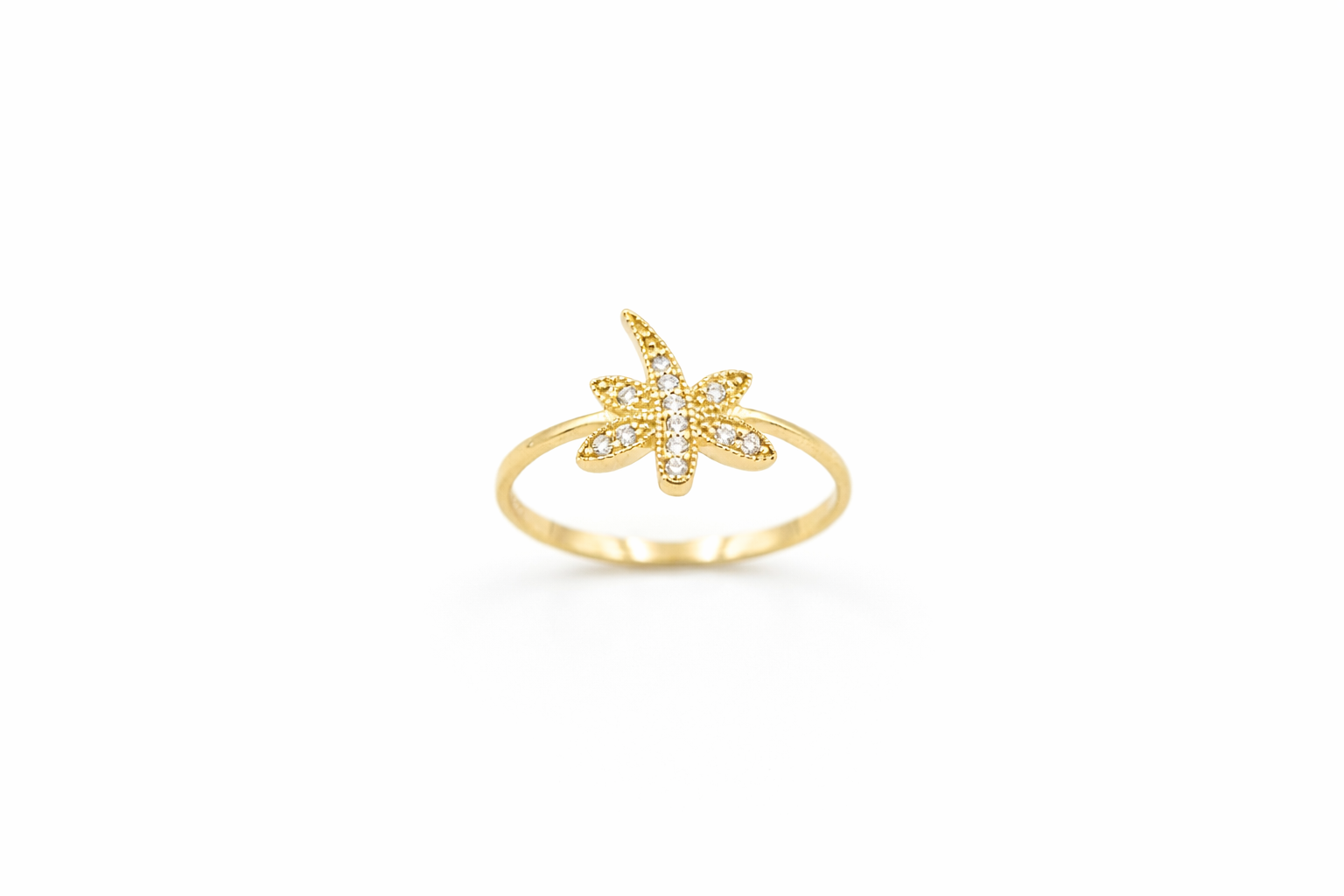 Anillo Libélula con CZ en Oro 10K - Talla 6.5