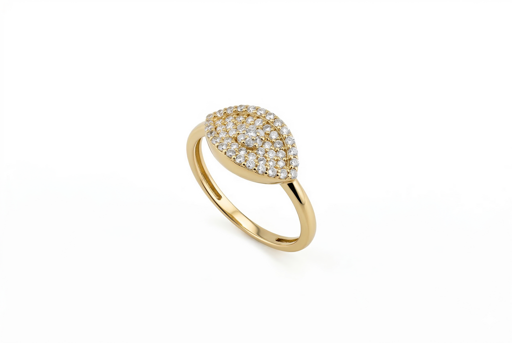 Anillo Pavé Forma Marquise con CZ en Oro 10K
