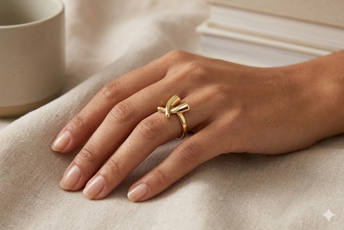 Anillo Curvas Entrelazadas en Oro 10K