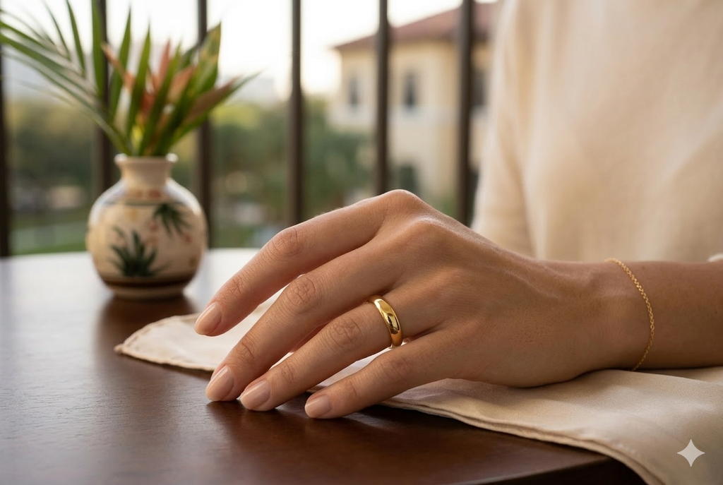 Anillo Banda Clásica Tipo Dome en Oro 14K