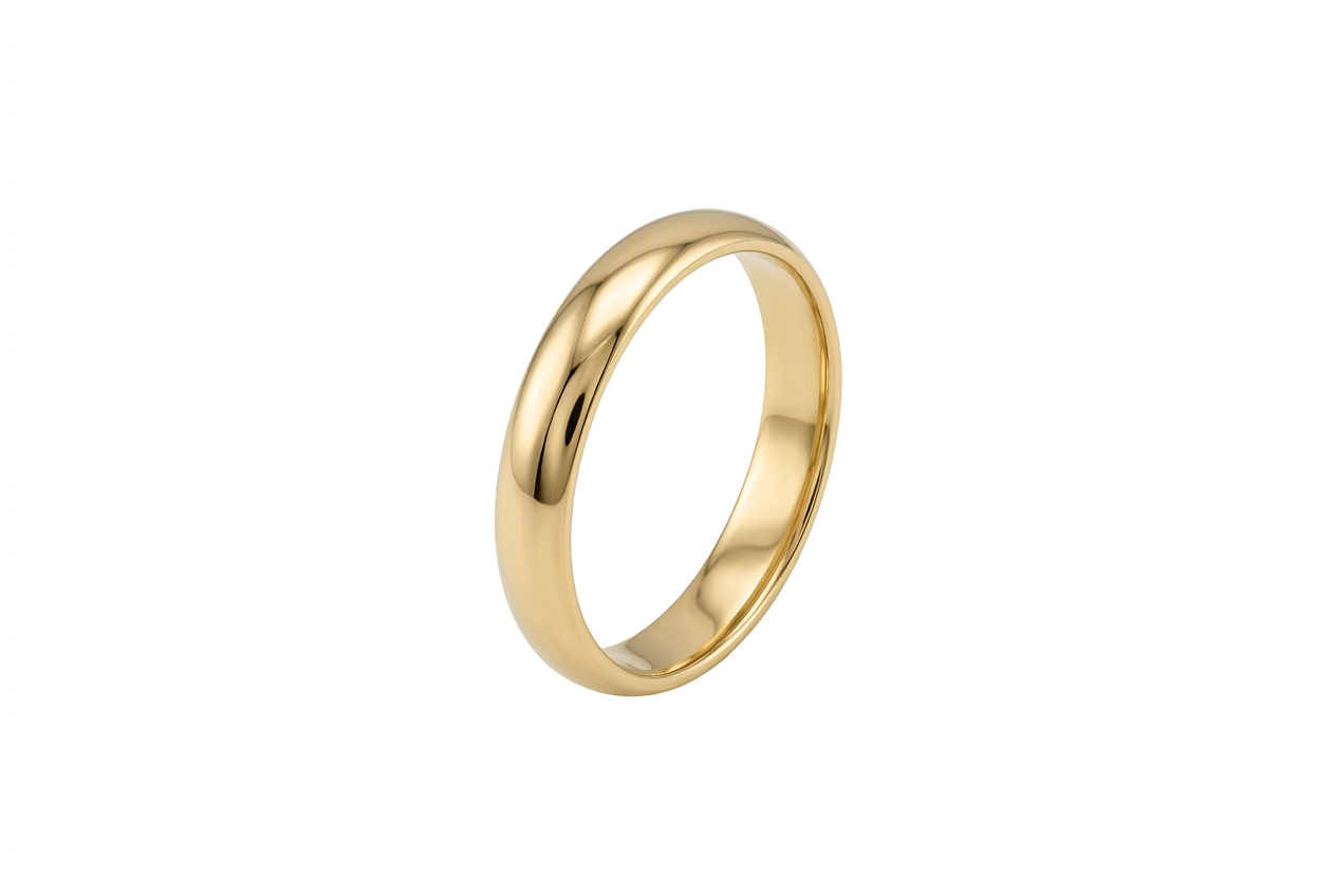 Anillo Banda Clásica Tipo Dome en Oro 14K – Talla 7.5