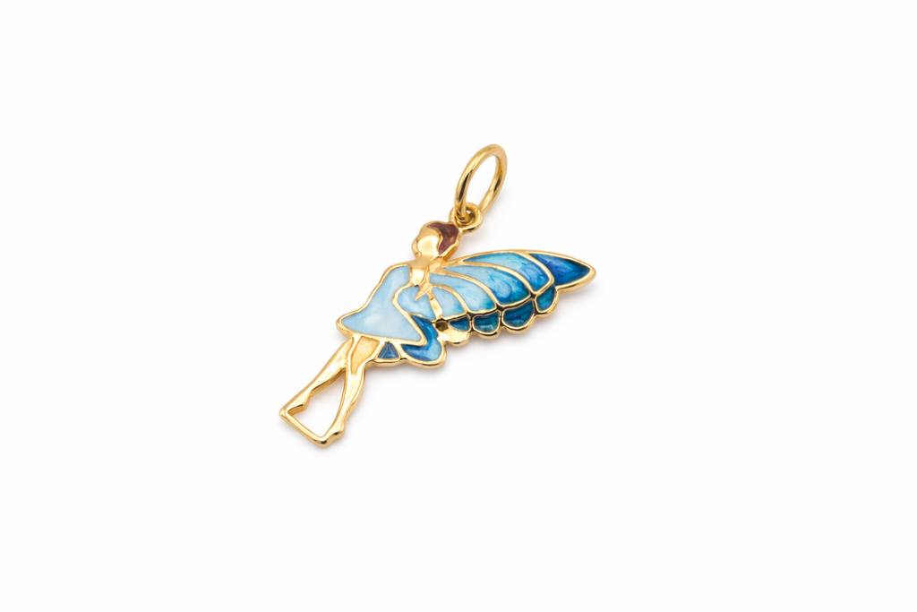 Dije Hada Esmaltado Azul en Oro 10K