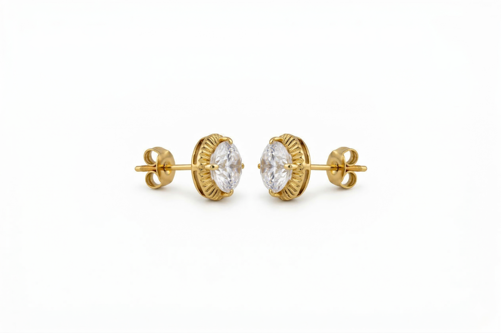 Aretes Tipo Solitario CZ en Oro 10K