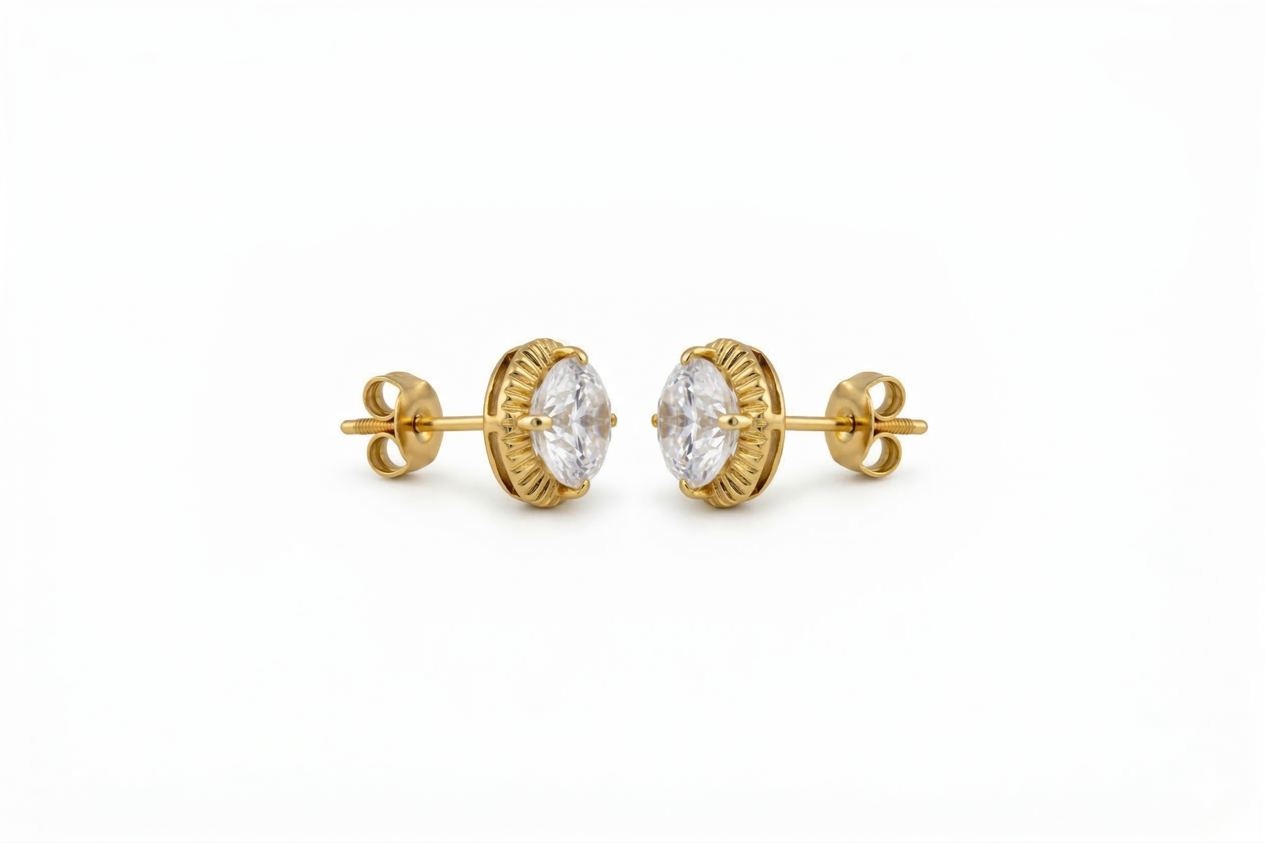 Aretes Tipo Solitario CZ en Oro 10K