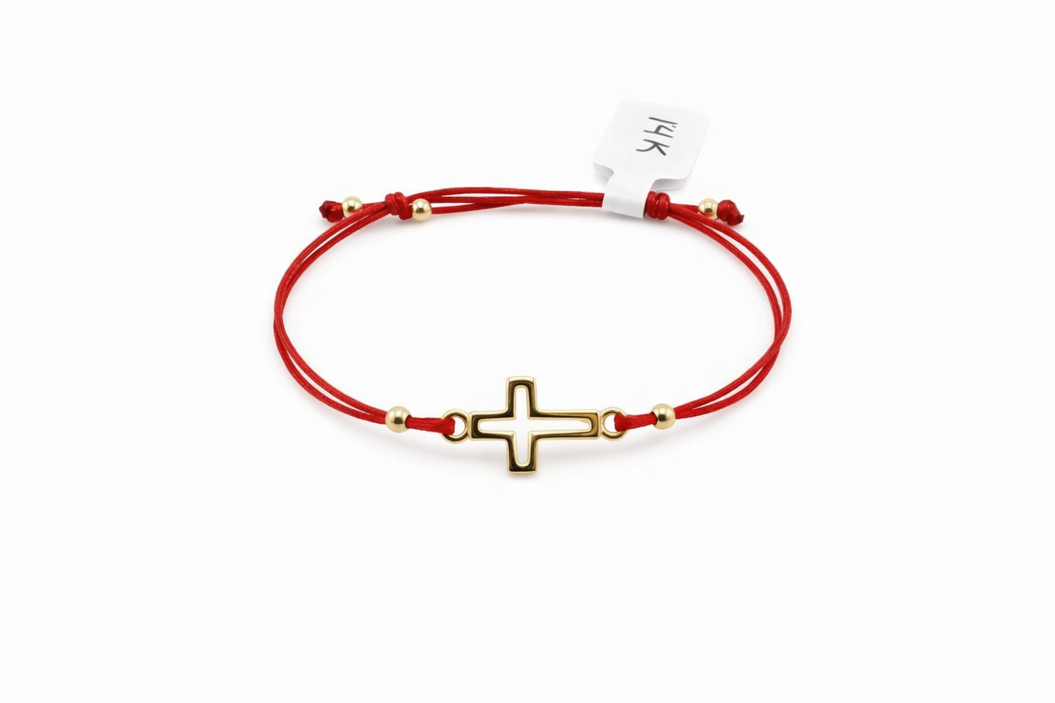 Pulsera Hilo Rojo con Cruz en Oro 14K