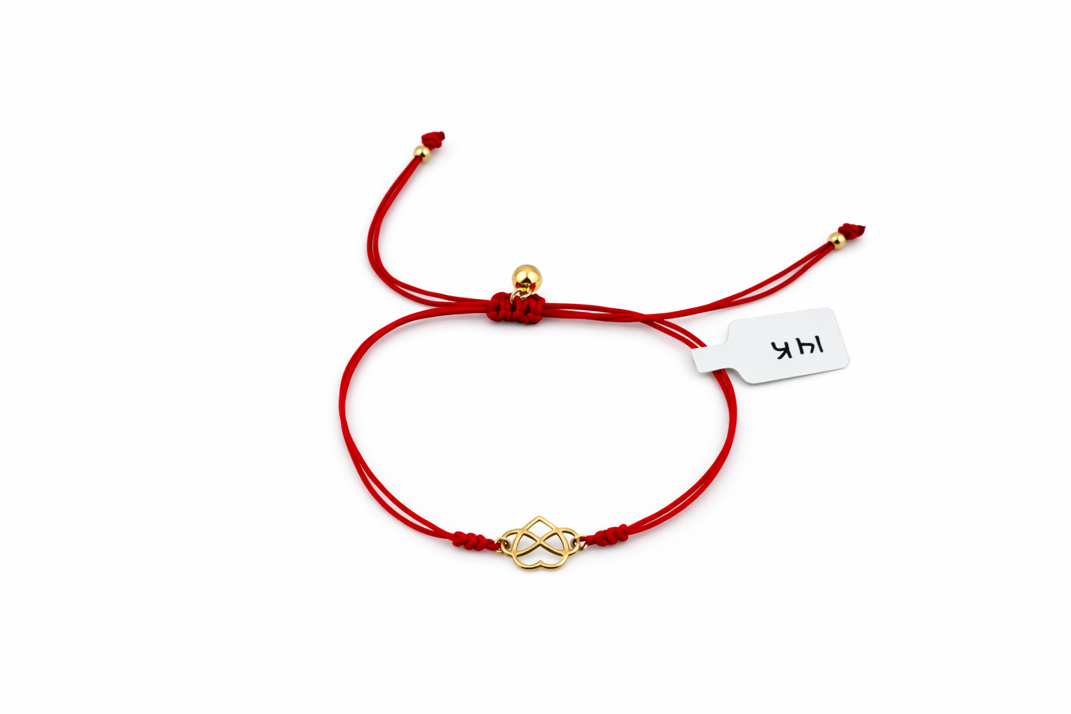 Pulsera Hilo Rojo con Corazón e Infinito en Oro 14K