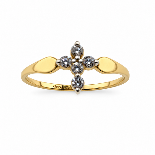 Anillo con cruz de piedras