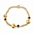 Pulsera de corazones y tréboles negros 10K