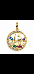 Dije de 15 años con piedras multicolor 14K