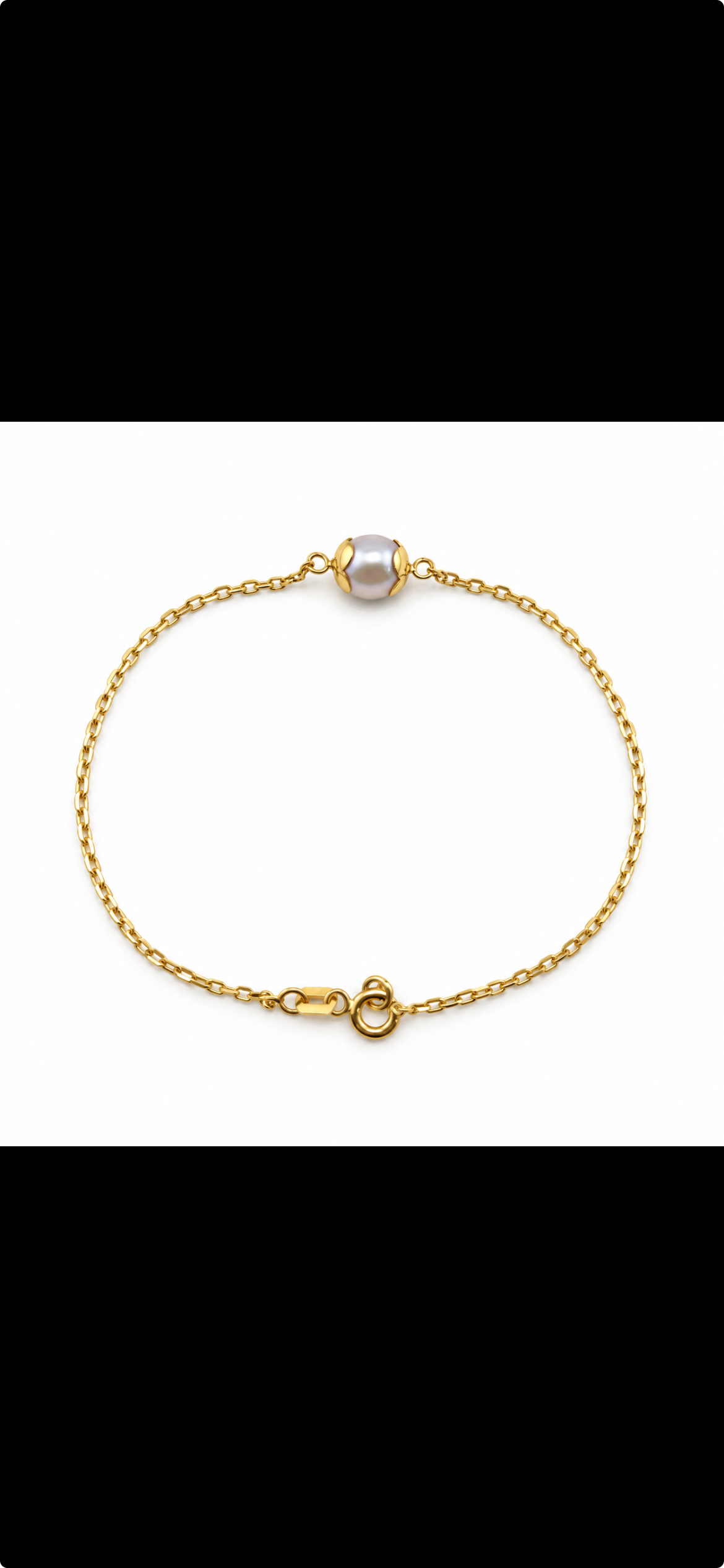 Pulsera delicada con cuenta nacarada 14K