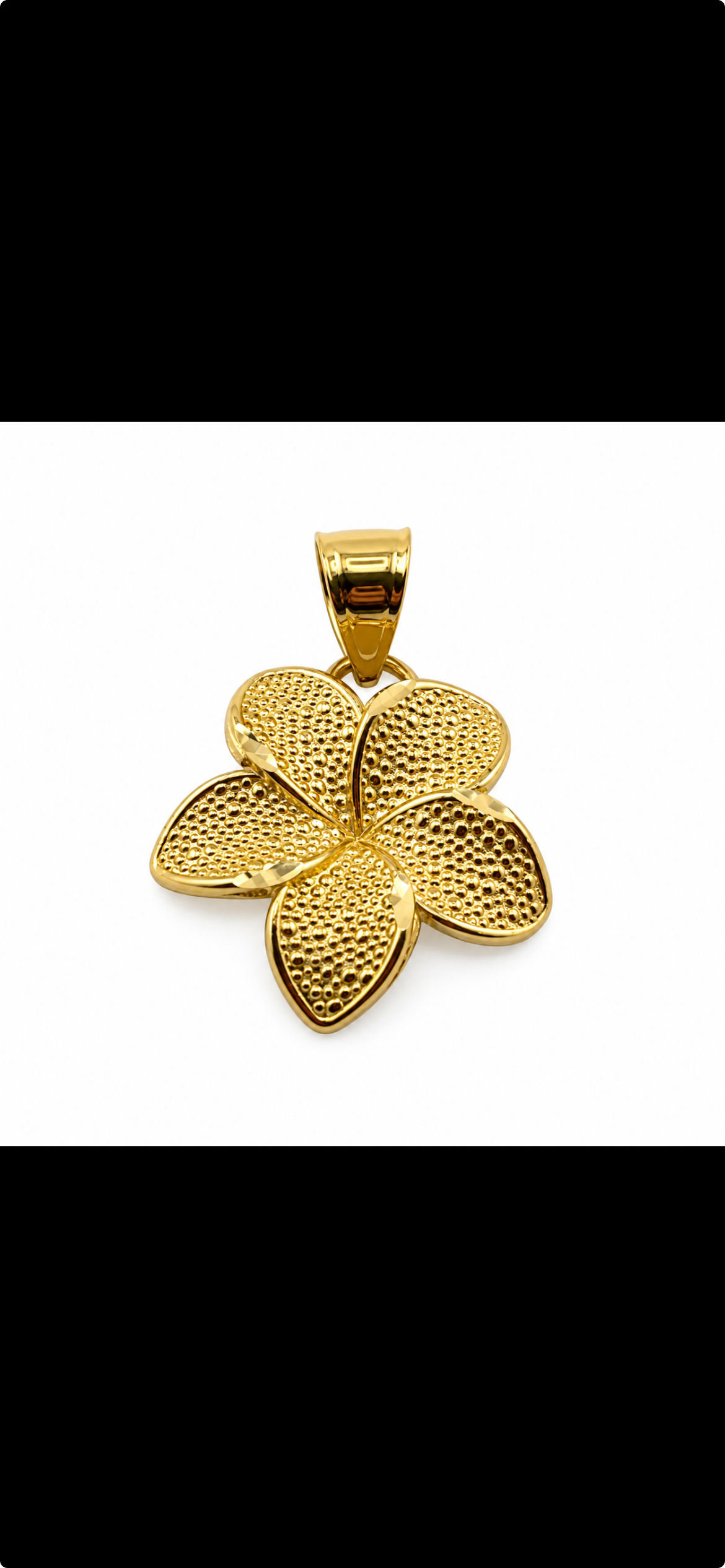Dije de flor de cinco pétalos texturizados 10K