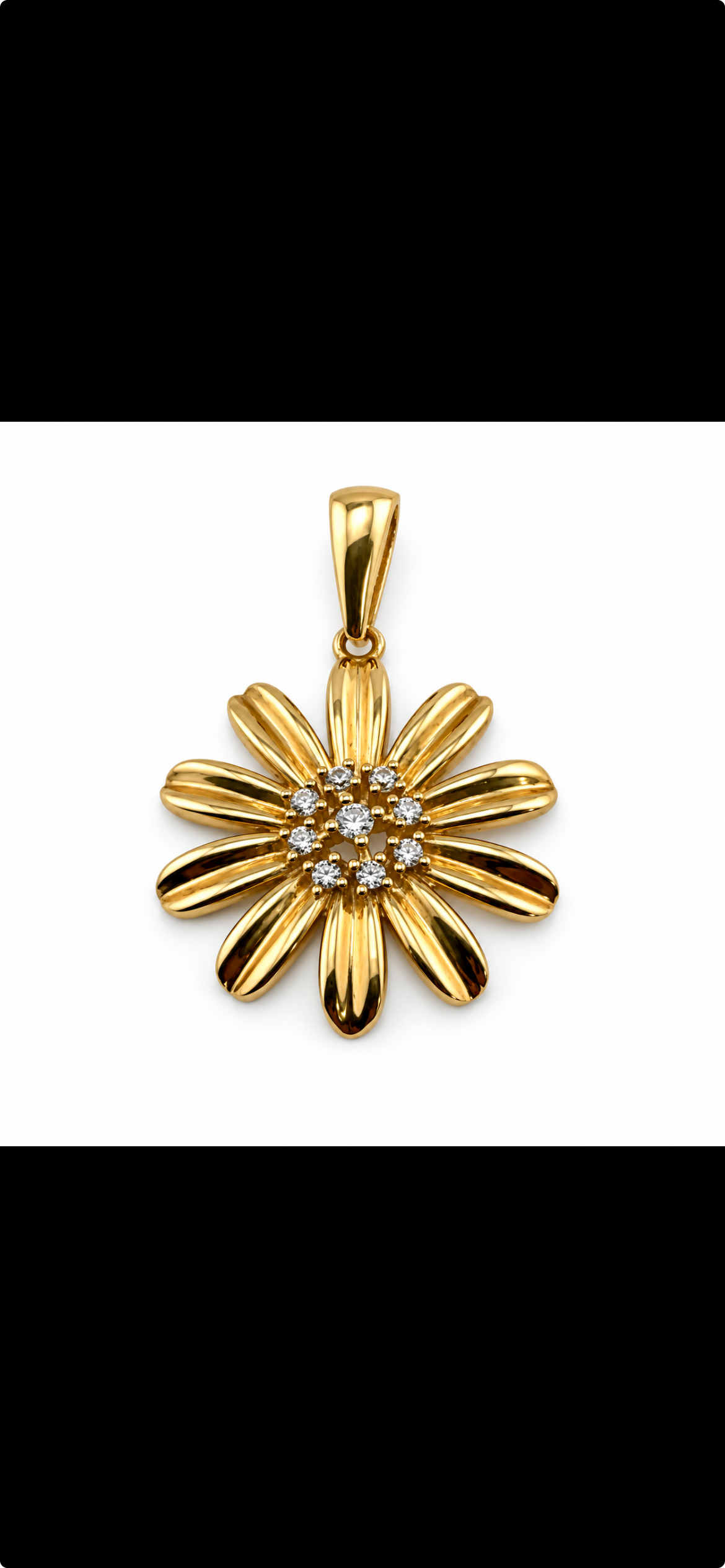Dije de flor con piedras brillantes 10K