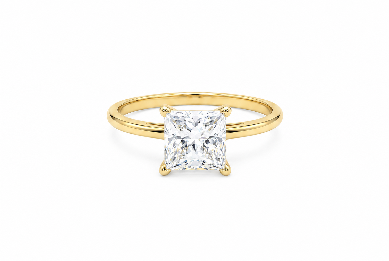 Anillo Solitario Corte Princesa con CZ en Oro 10K