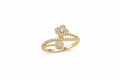 Anillo Bypass Flor y Círculo con CZ en Oro 10K