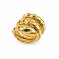 Dije de serpiente en tono dorado con ojo verde 14K