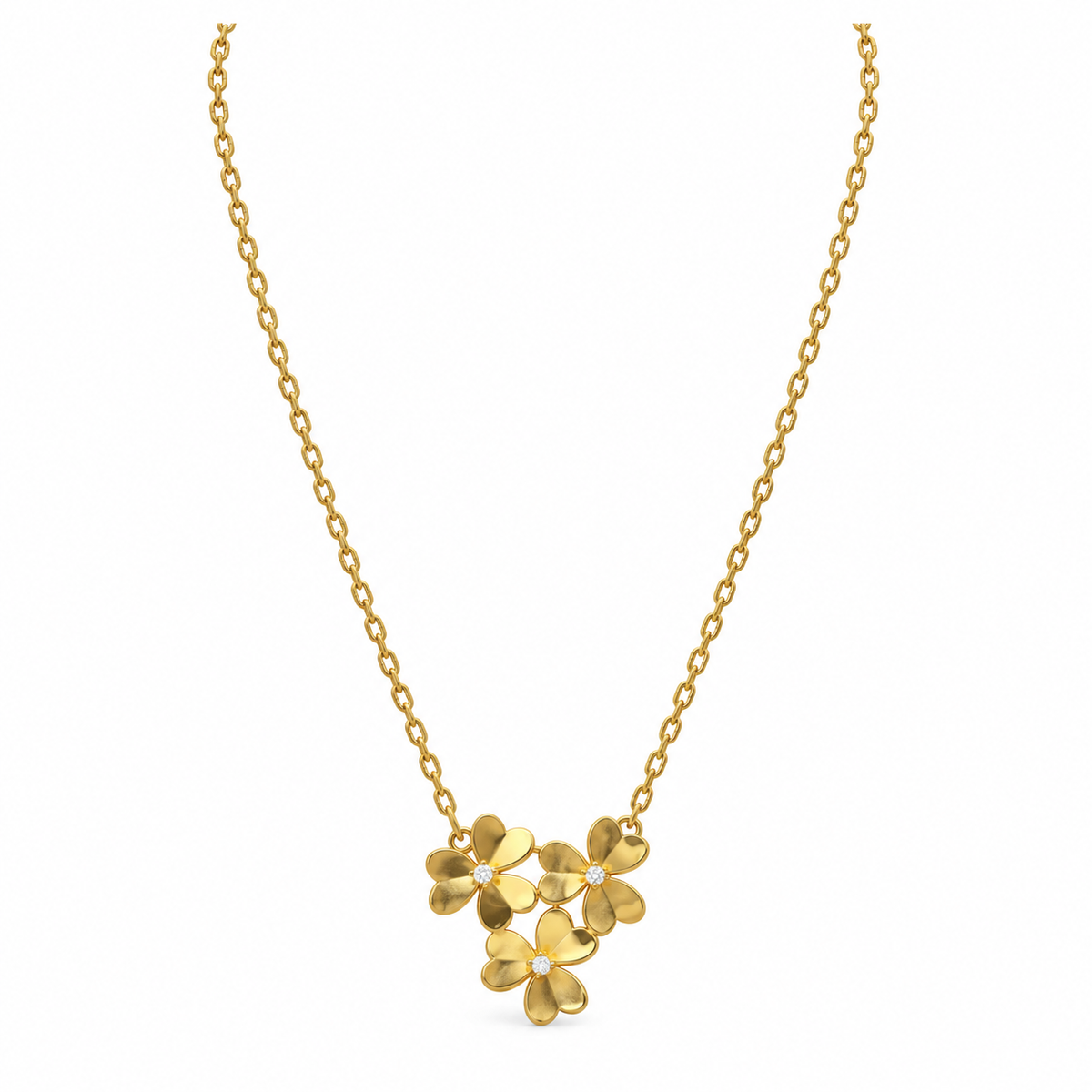 Cadena con tres flores 14K