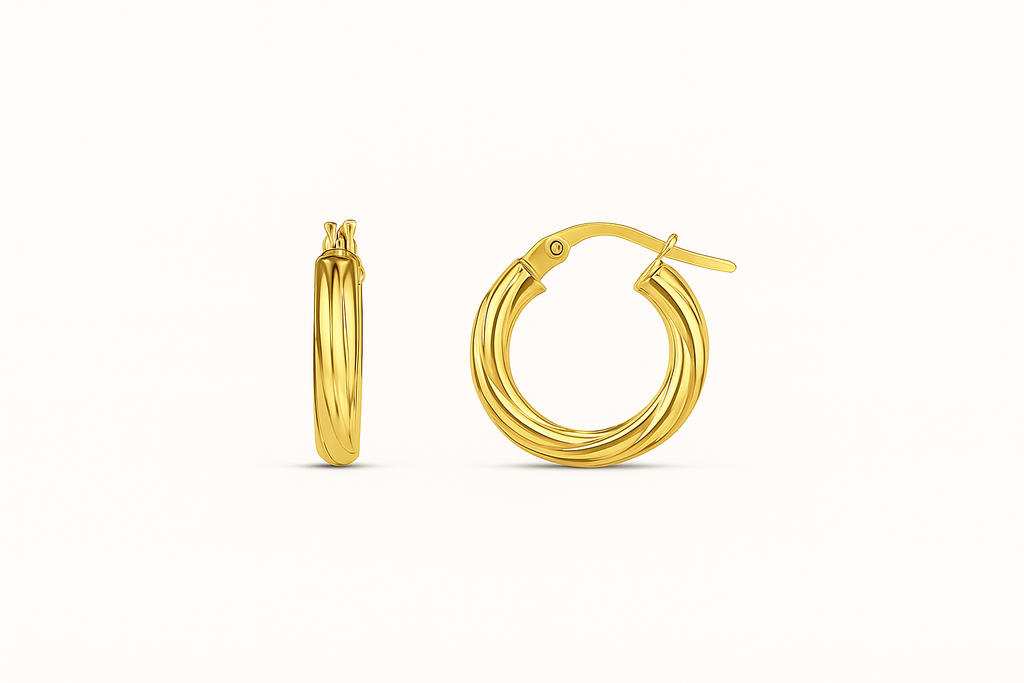 Aretes Argolla Trenzada Mini 4mm en Oro 10K