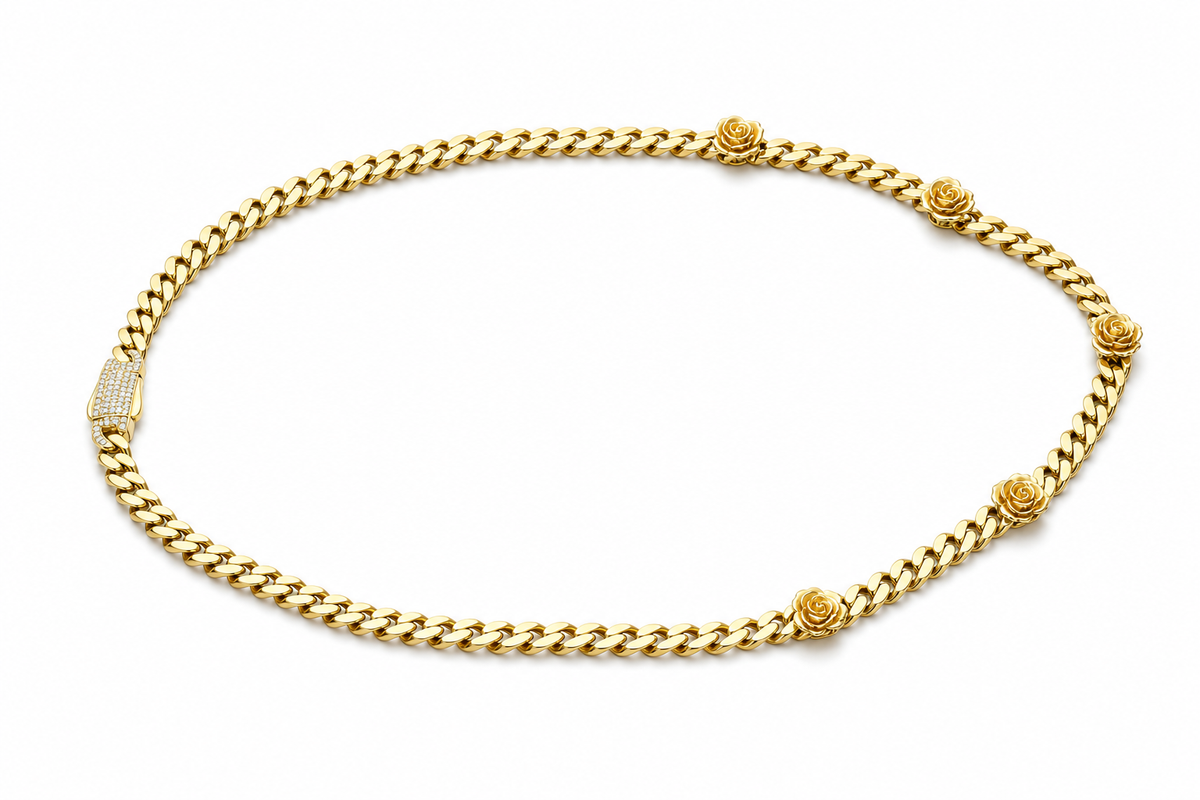 Cadena estilo Mónaco con rosas