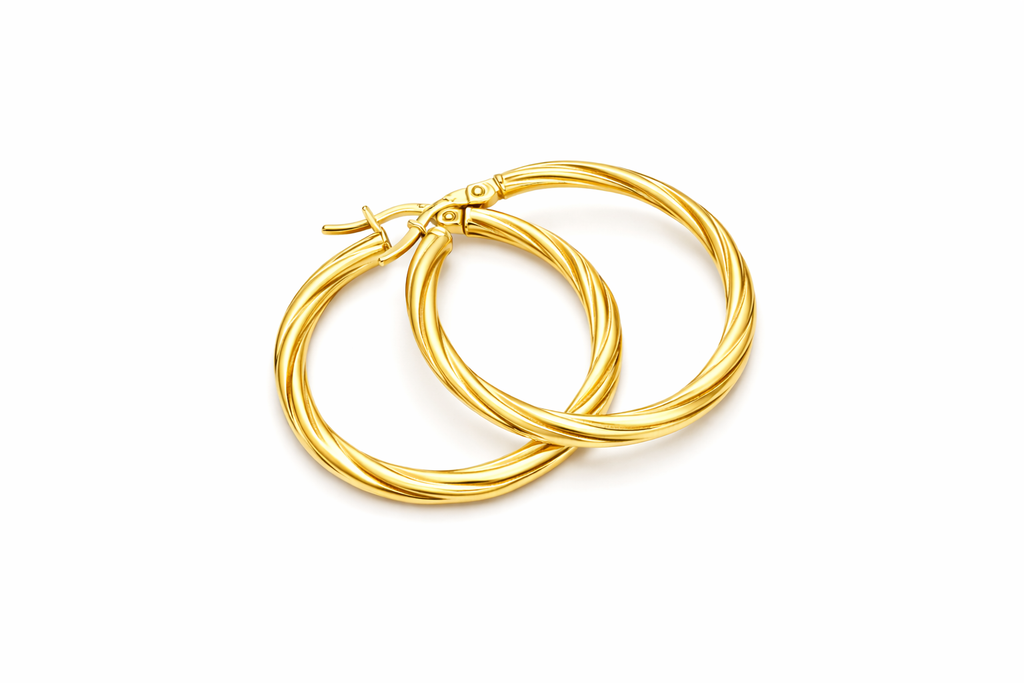 Aretes Argolla Trenzada 3mm en Oro 10K (Varios Tamaños)