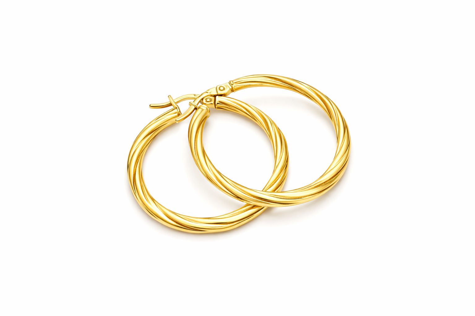 Aretes Argolla Trenzada 3mm en Oro 10K (Varios Tamaños)